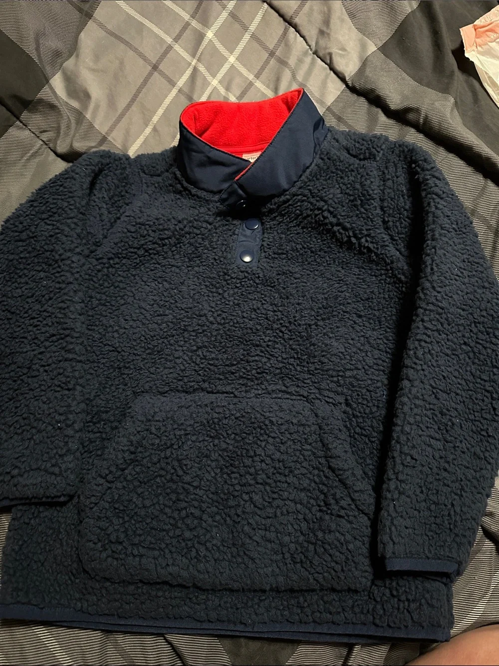 Carter's Navy Sherpa Pullover with Red Collar